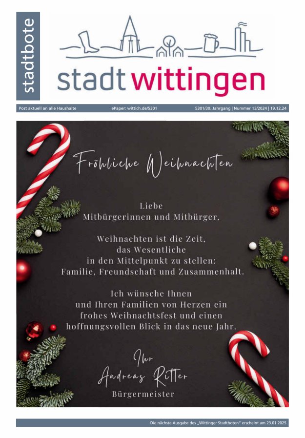 Wittinger Stadtbote Titelblatt 13/2024