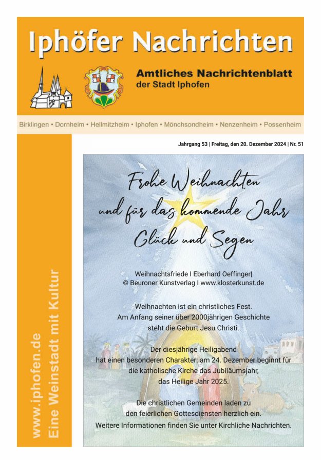 Iphöfer Nachrichten Titelblatt 51/2024