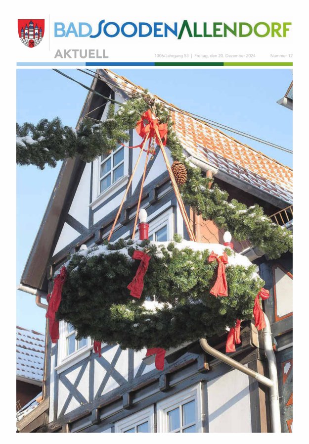 Unsere Stadt Bad Sooden-Allendorf - Bürgerzeitung Titelblatt 12/2024