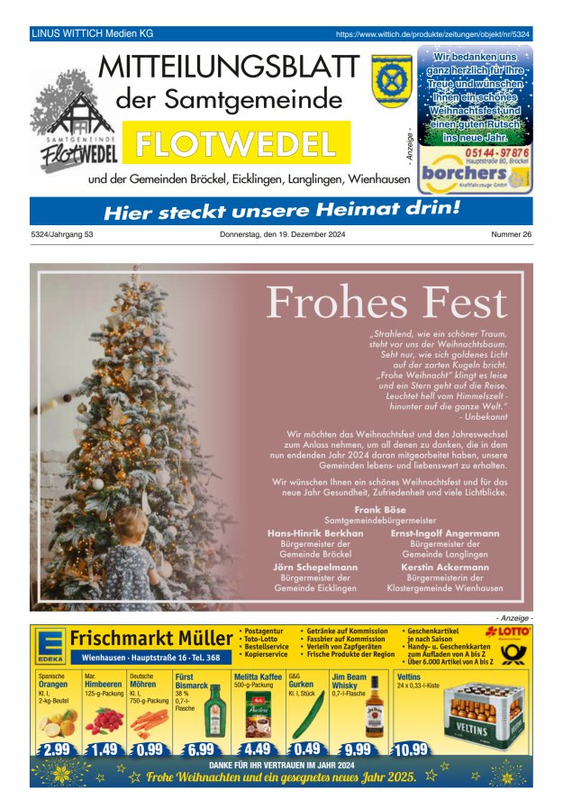 Mitteilungsblatt der Samtgemeinde Flotwedel Titelblatt 26/2024