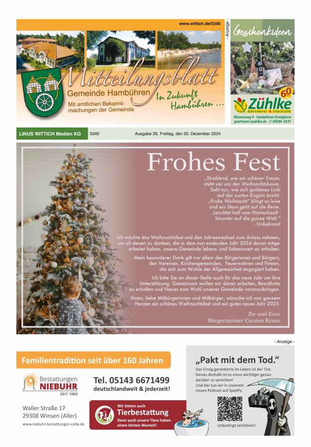 Mitteilungsblatt der Gemeinde Hambühren Titelblatt 26/2024