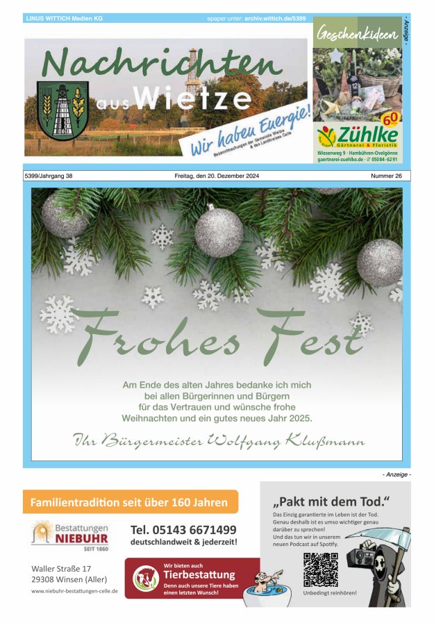 Nachrichten aus Wietze Titelblatt 26/2024