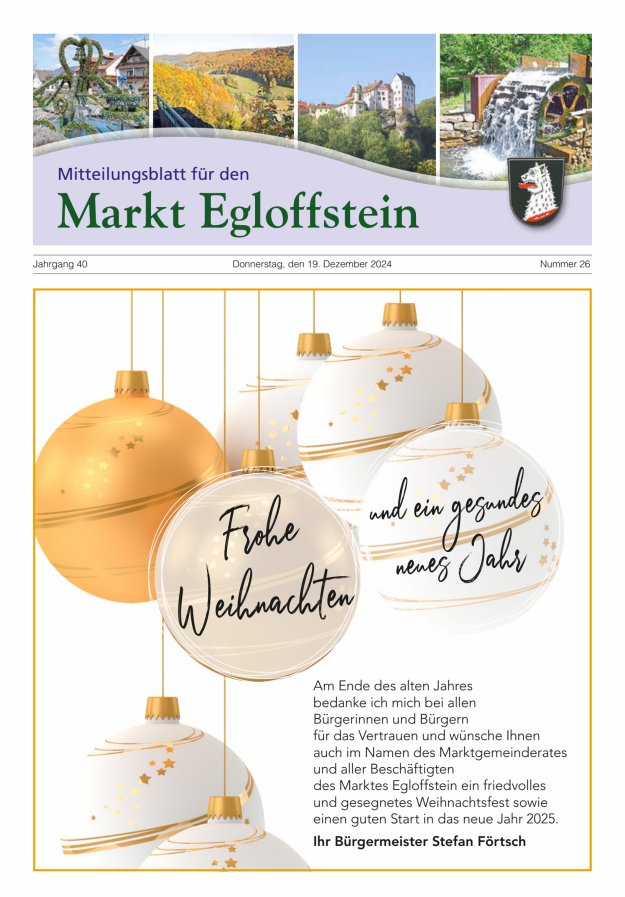 Mitteilungsblatt für den Markt Egloffstein Titelblatt 26/2024
