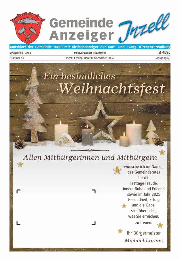 Gemeindeanzeiger Inzell Titelblatt 51/2024