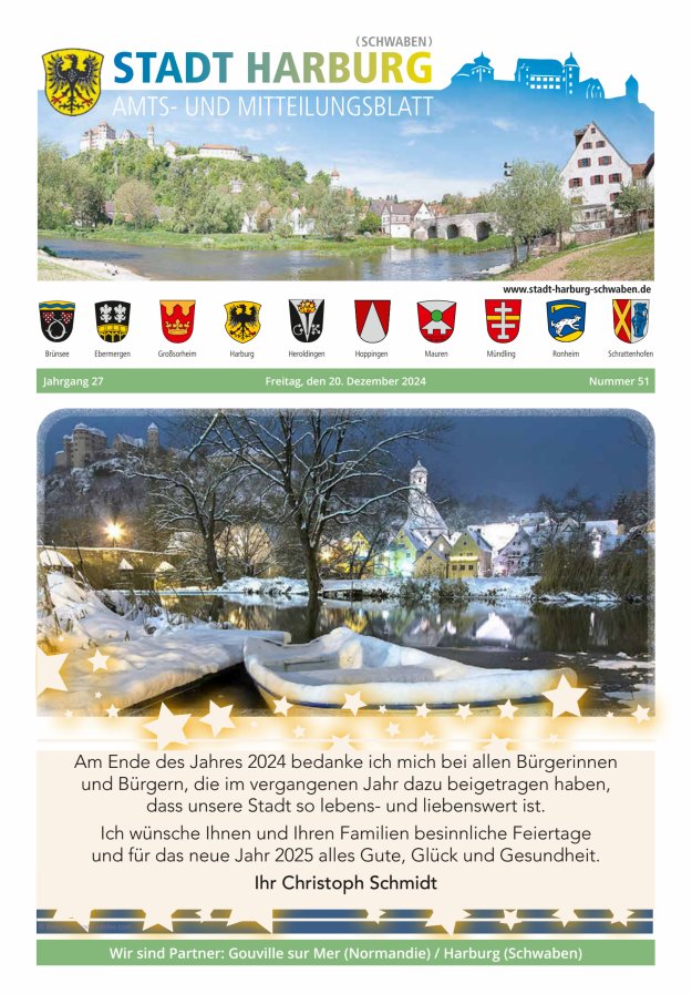 Amts- und Mitteilungsblatt der Stadt Harburg Titelblatt 51/2024