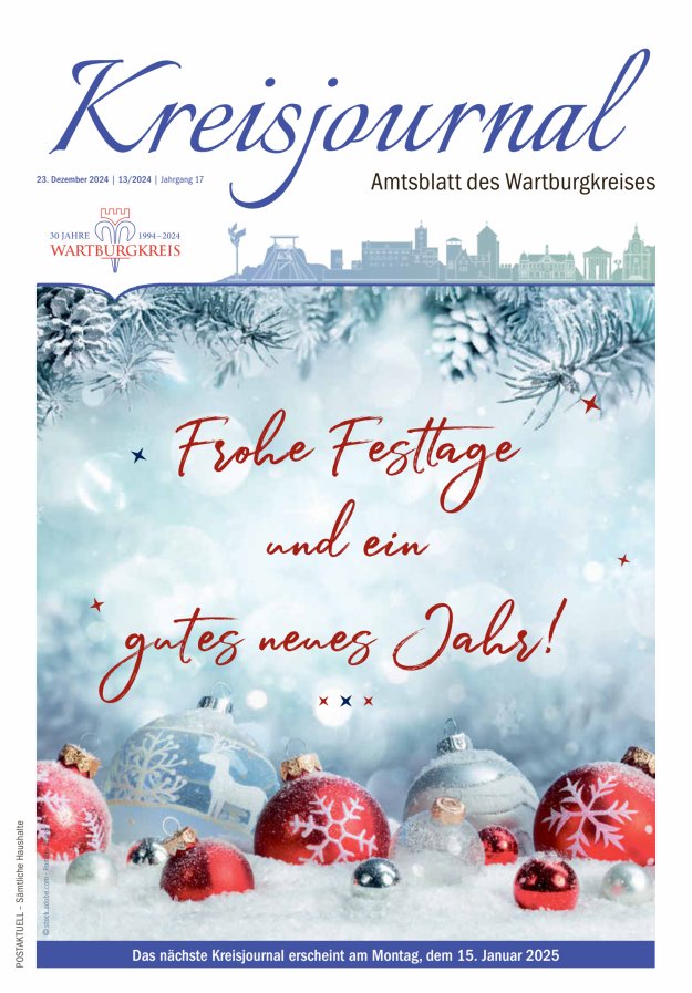 Kreisjournal - Amtliches Veröffentlichungsblatt des Wartburgkreises Titelblatt 13/2024