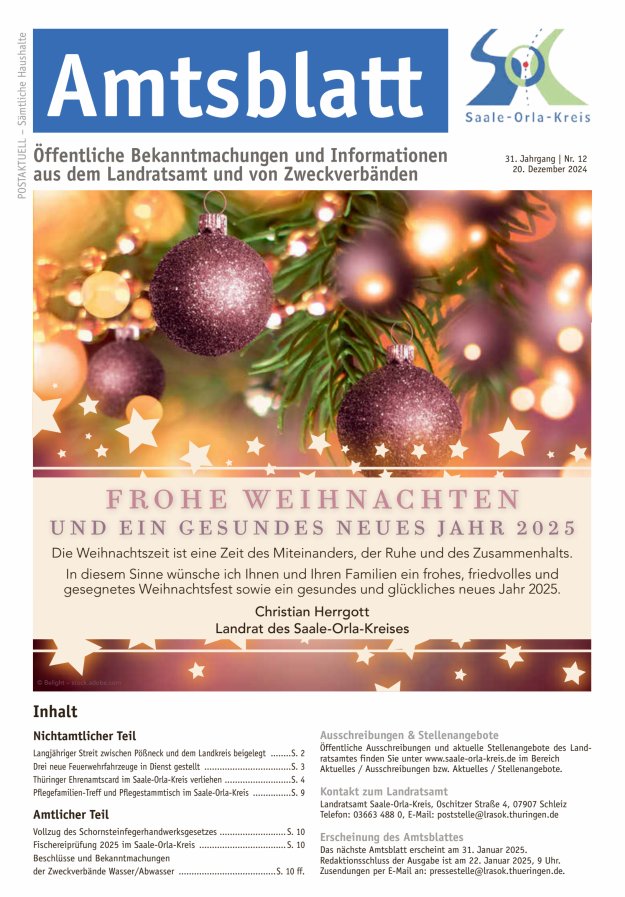 Amtsblatt des Saale-Orla-Kreises Titelblatt 12/2024