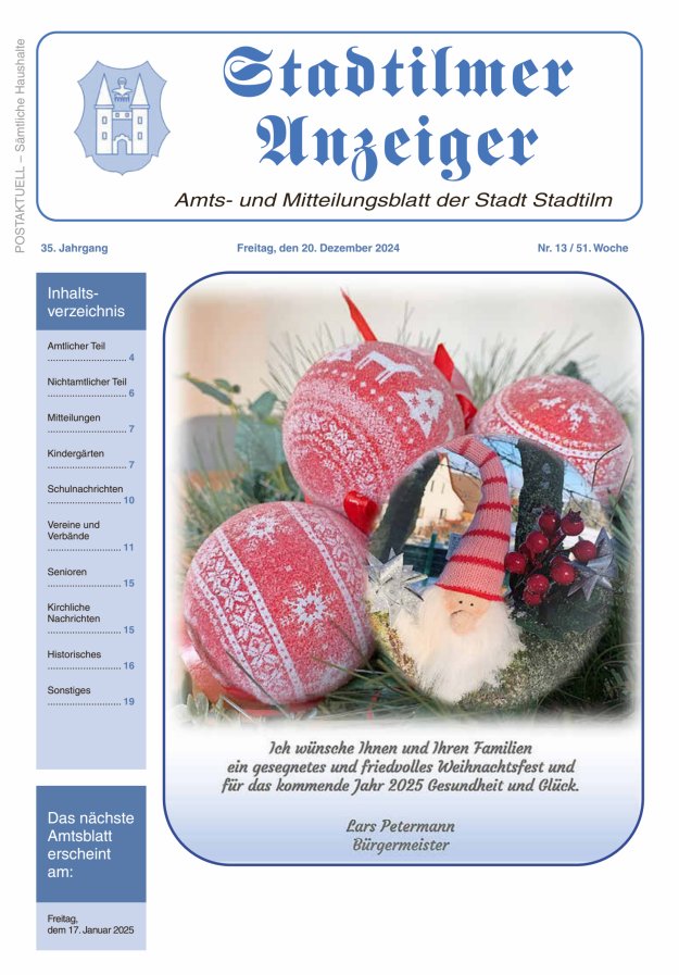 Stadtilmer Anzeiger Titelblatt 13/2024
