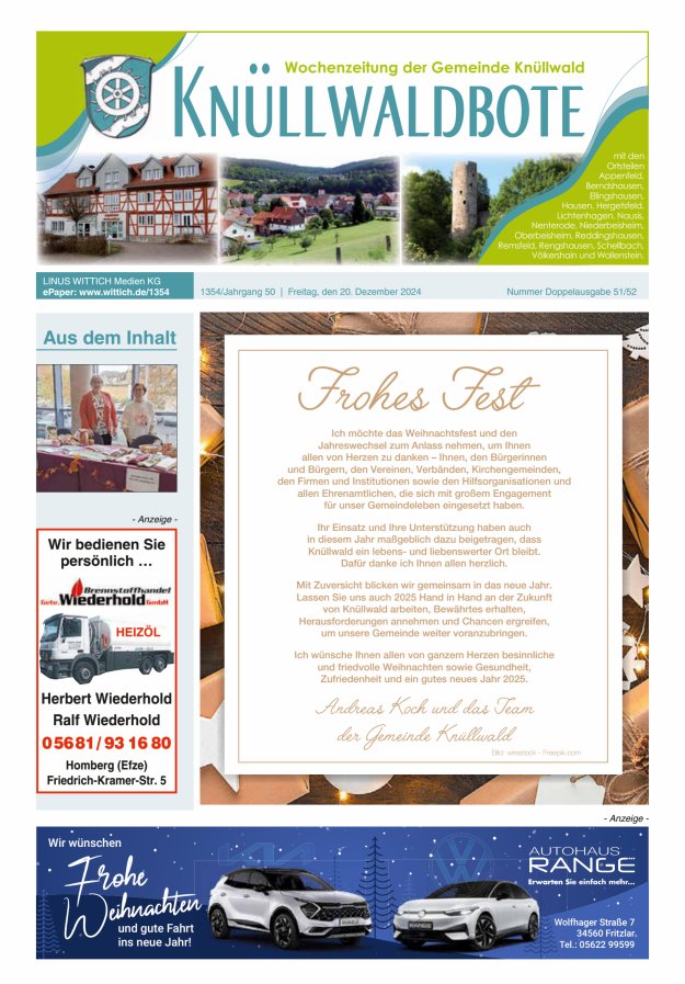 Knüllwaldbote Titelblatt 51/2024
