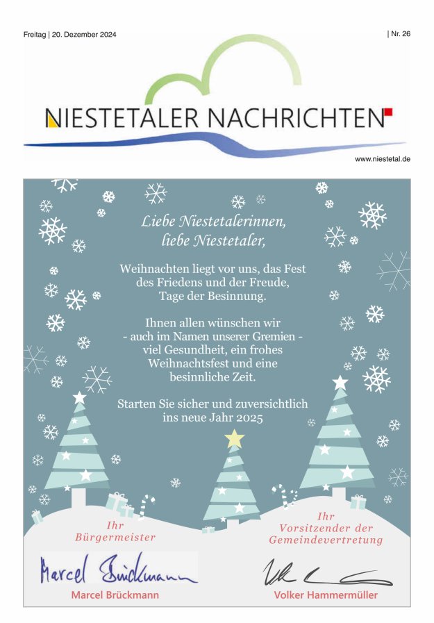 Niestetaler Nachrichten Titelblatt 26/2024