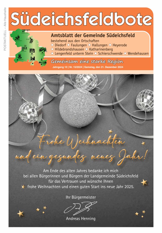 Amtsblatt der Gemeinde Südeichsfeld Titelblatt 15/2024