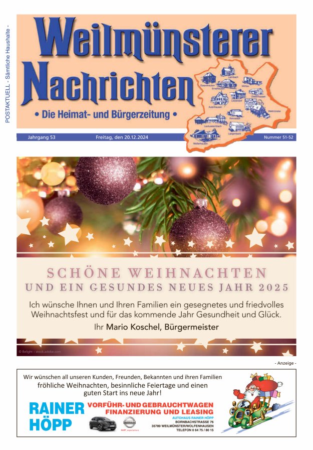 Weilmünsterer Nachrichten Titelblatt 51/2024