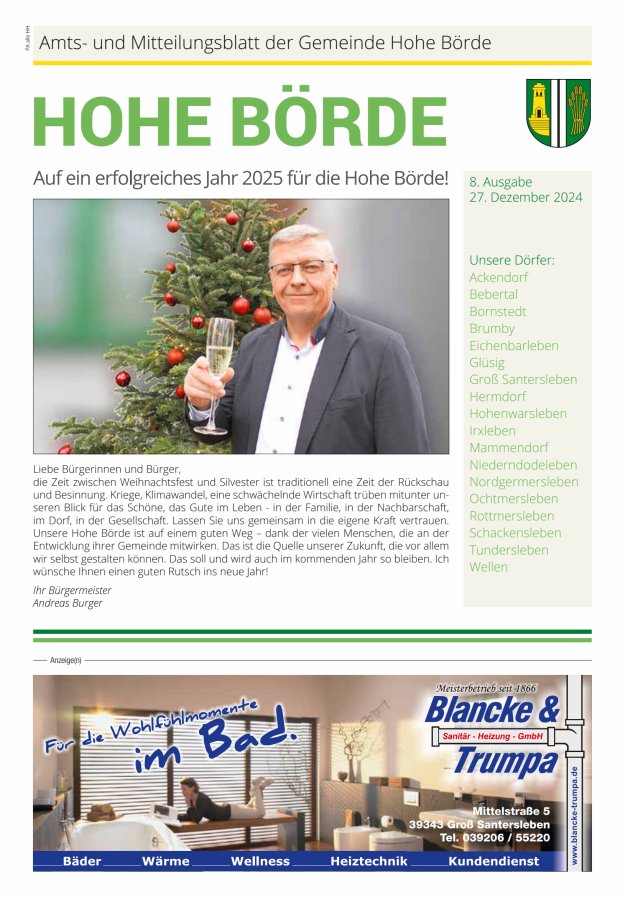 Amts- und Mitteilungsblatt der Gemeinde Hohe Börde Titelblatt 08/2024