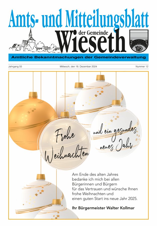Amts- und Mitteilungsblatt der Gemeinde Wieseth Titelblatt 12/2024
