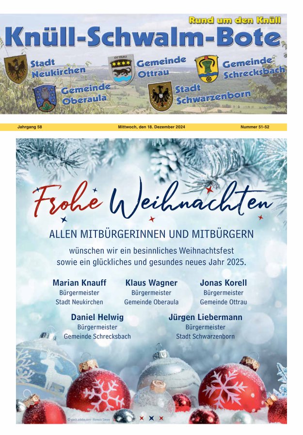Knüll-Schwalm-Bote Titelblatt 51/2024