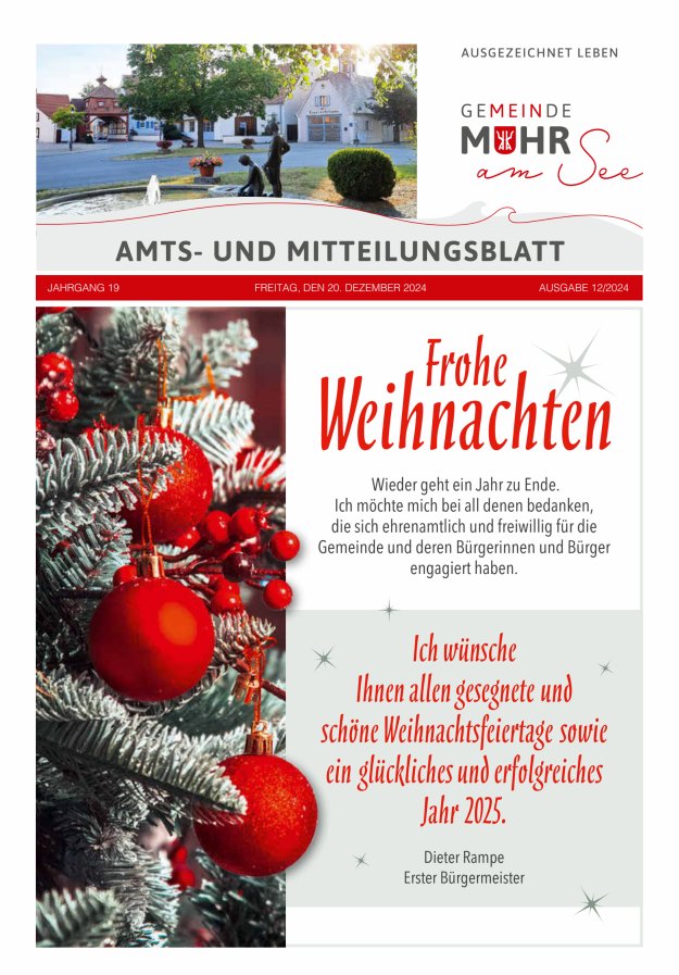 Muhrer Heimatbrief Amts- u Mitteilungsblatt der Gemeinde Muhr a See Titelblatt 12/2024
