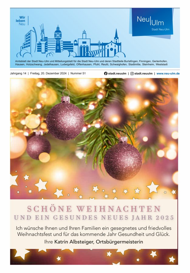 Amtsblatt der Stadt Neu-Ulm und Mitteilungsblatt für die Stadt Neu-Ulm Titelblatt 51/2024