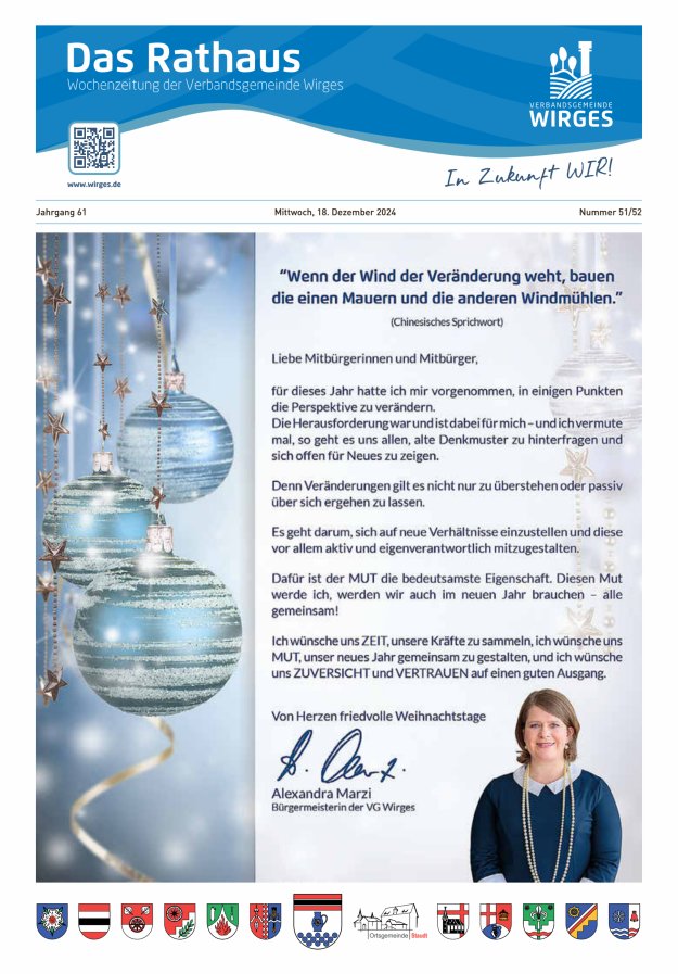 Das Rathaus - Informationen für die Bürger in der VG Wirges Titelblatt 51/2024