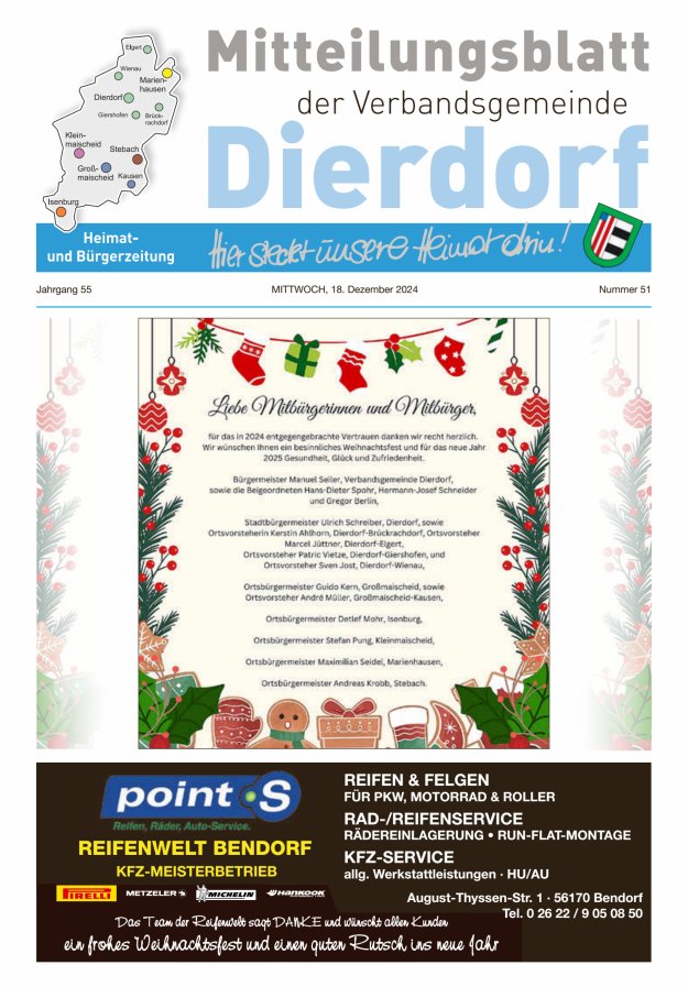 Mitteilungsblatt der Verbandsgemeinde Dierdorf Titelblatt 51/2024