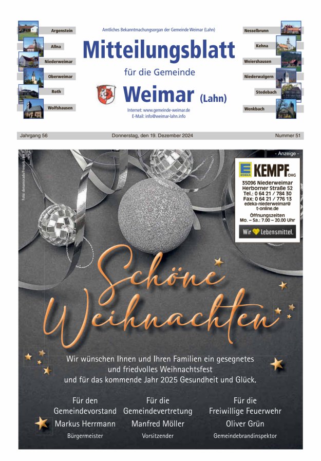 Mitteilungsblatt für die Gemeinde Weimar Titelblatt 51/2024