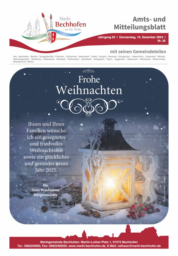 Amts- und Mitteilungsblatt für den Markt Bechhofen Titelblatt 25/2024