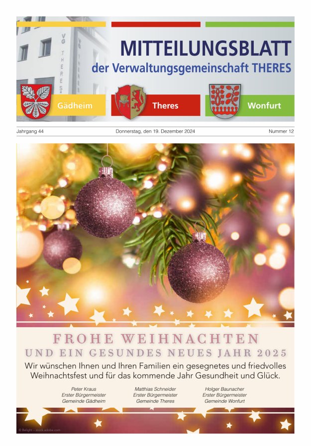 Mitteilungsblatt der Verwaltungsgemeinschaft Theres Titelblatt 12/2024