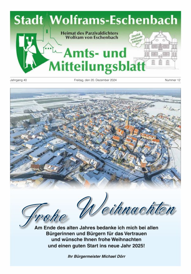 Amts- und Mitteilungsblatt Stadt Wolframs-Eschenbach Titelblatt 12/2024