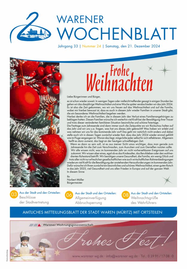Warener Wochenblatt Titelblatt 24/2024