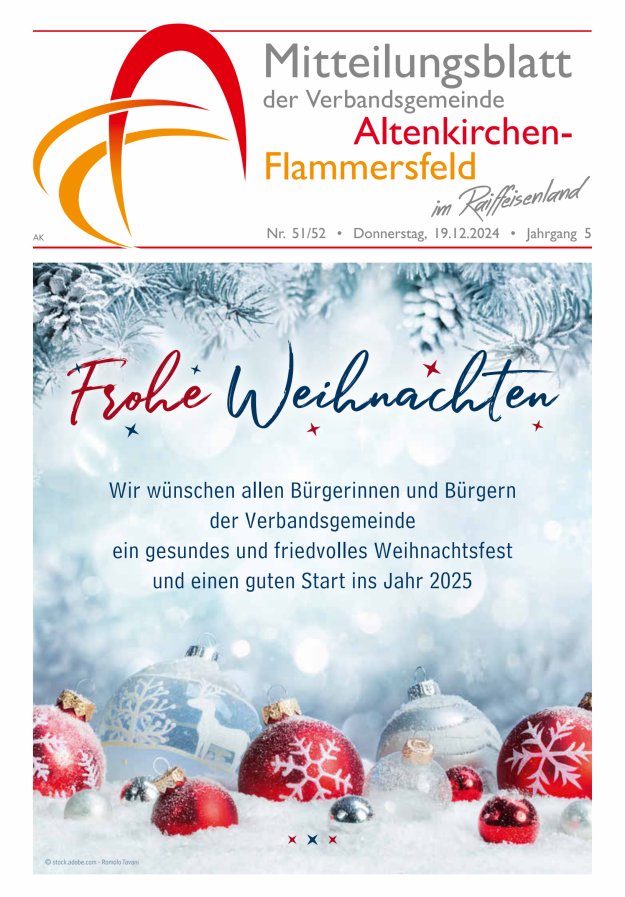 Mitteilungsblatt Verbandsgemeinde Altenkirchen-Flammersfeld Titelblatt 51/2024
