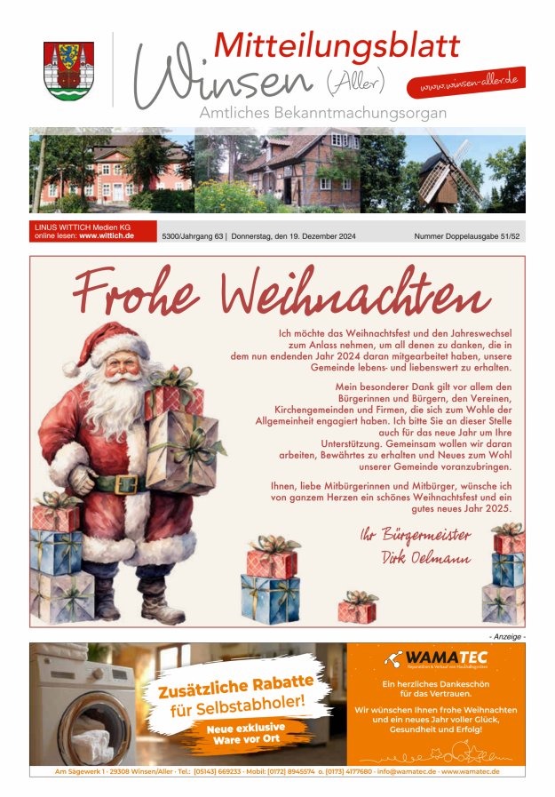 Mitteilungsblatt der Gemeinde Winsen Titelblatt 51/2024