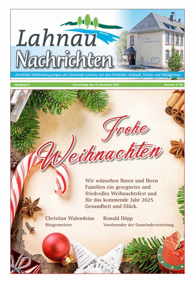 Lahnau Nachrichten Titelblatt 51/2024