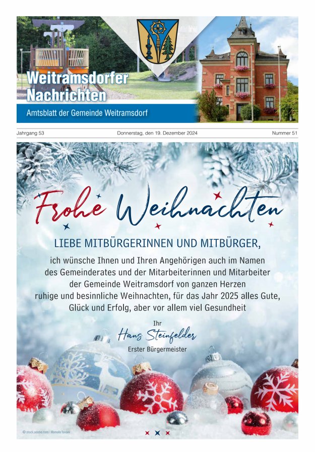 Weitramsdorfer Nachrichten Titelblatt 51/2024