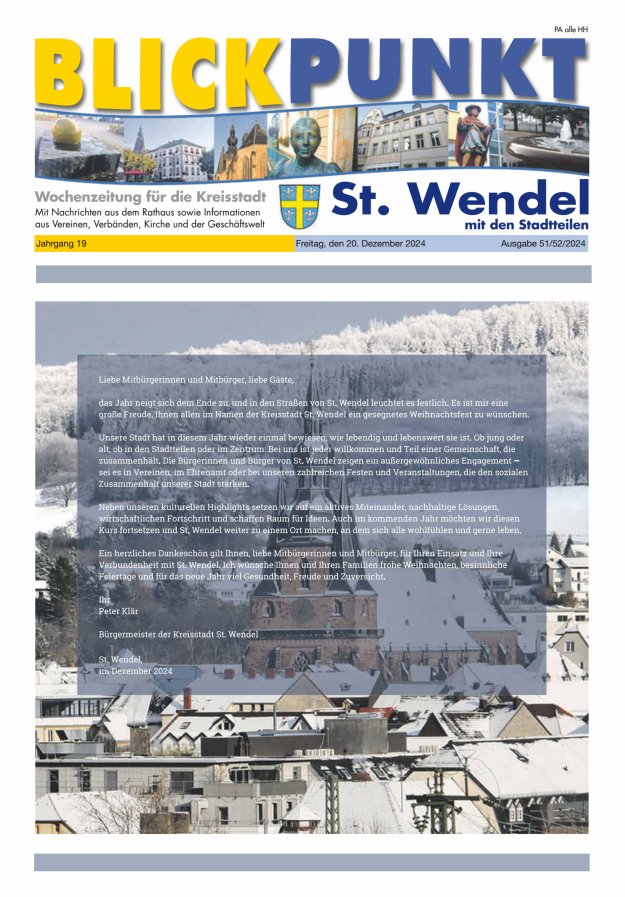 Blickpunkt St Wendel Titelblatt 51/2024