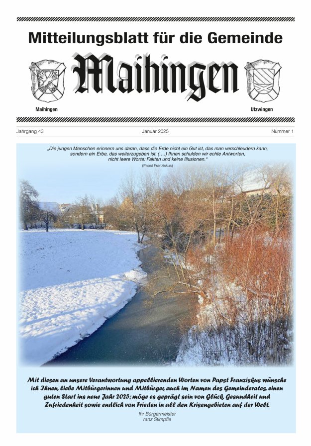 Mitteilungsblatt für die Gemeinde Maihingen Titelblatt 01/2025