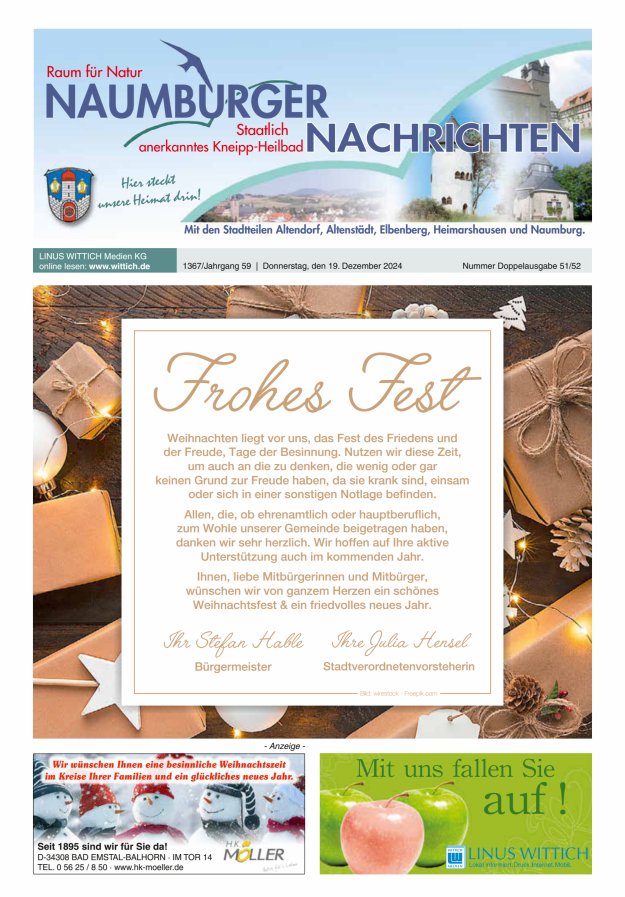 Naumburger Nachrichten Titelblatt 51/2024