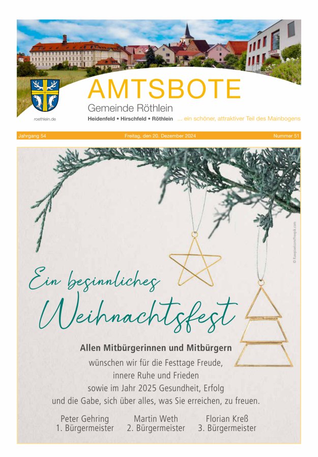 Amtsbote der Großgemeinde Röthlein Titelblatt 51/2024