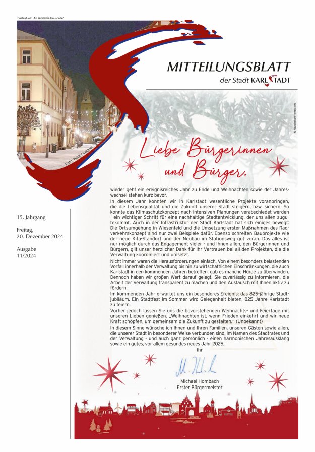 Mitteilungsblatt Karlstadt Titelblatt 11/2024