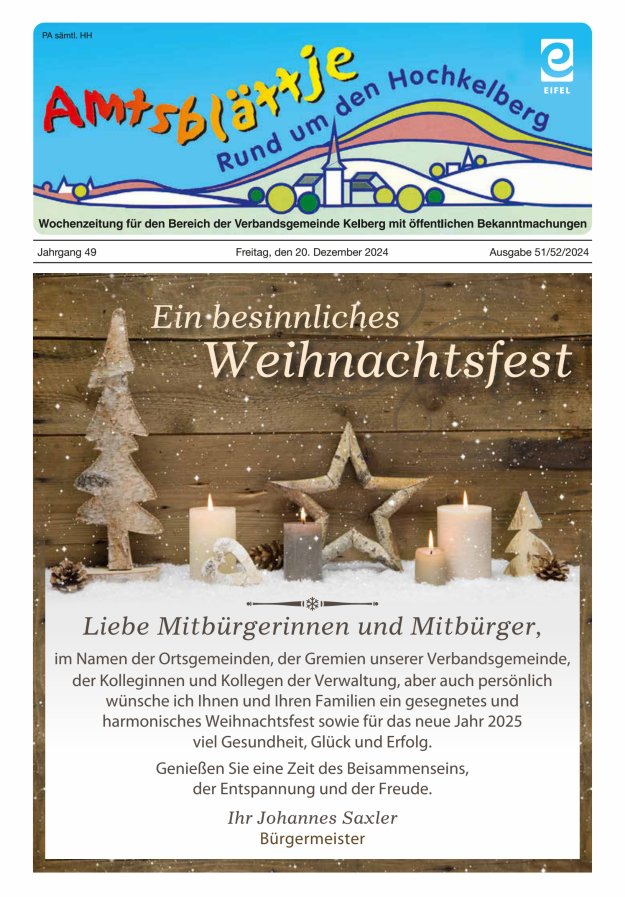 Amtsblättje - Rund um den Hochkelberg Titelblatt 51/2024