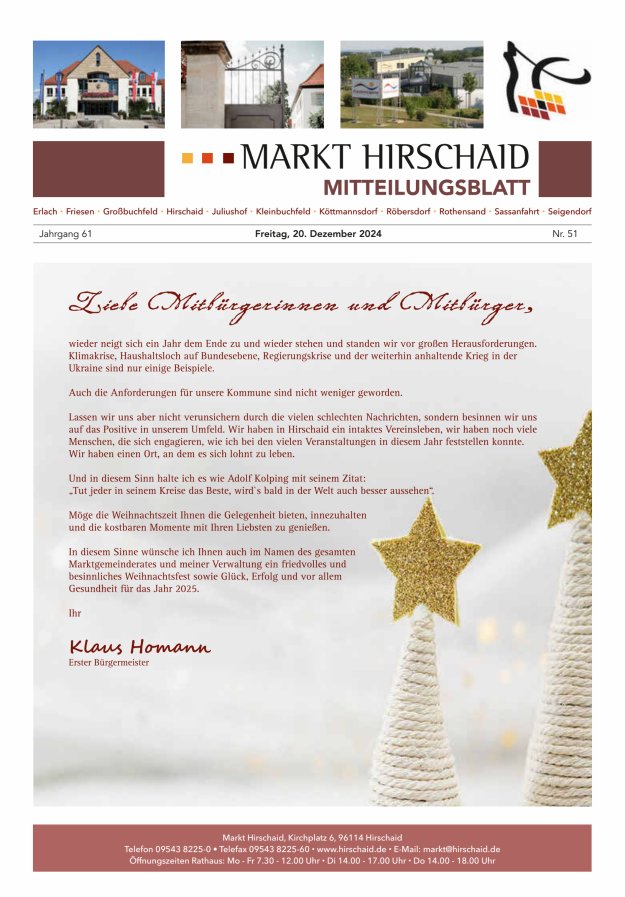 Mitteilungsblatt Markt Hirschaid Titelblatt 51/2024