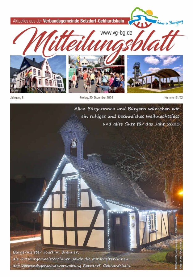 Aktuelles aus der VG Betzdorf-Gebhardshain Ausgabe Gebhardshain Titelblatt 51/2024