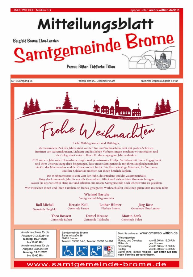 Mitteilungsblatt der Samtgemeinde Brome Titelblatt 51/2024