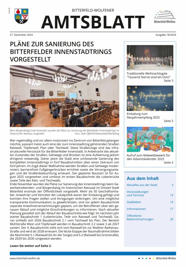 Bitterfeld-Wolfener Amtsblatt Titelblatt 18/2024