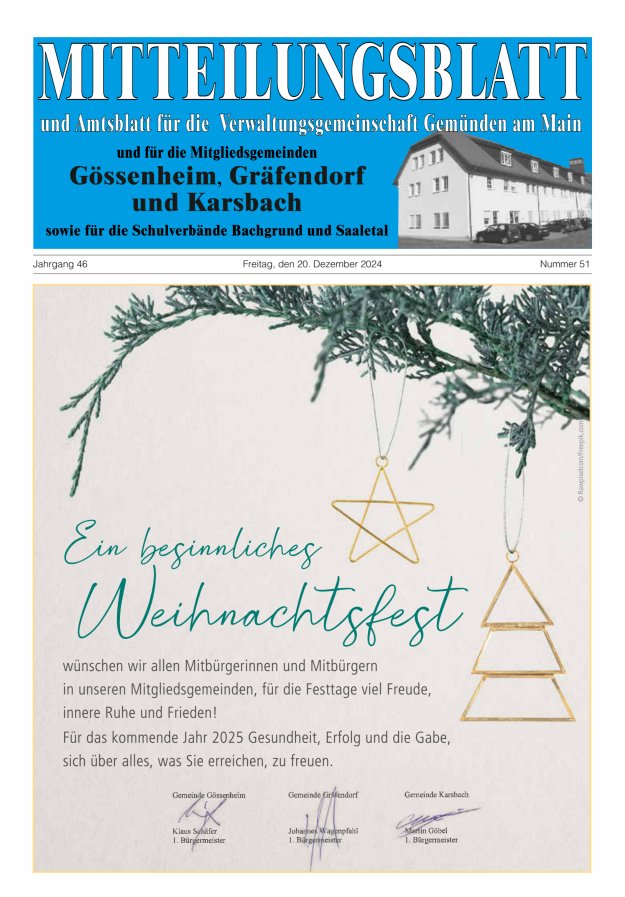 Mitteilungsblatt der VG Gemünden a Main Titelblatt 51/2024