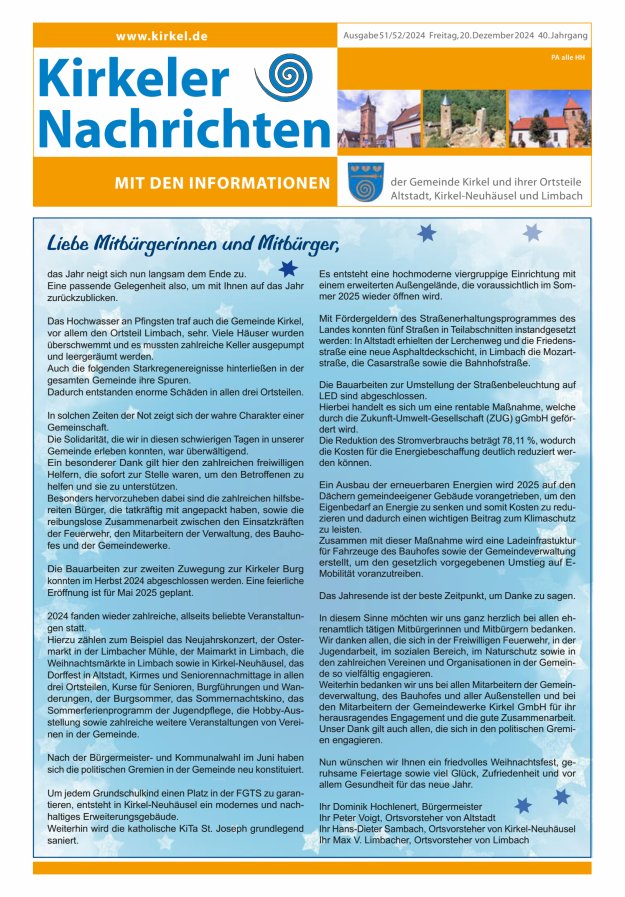 Kirkeler Nachrichten Titelblatt 51/2024