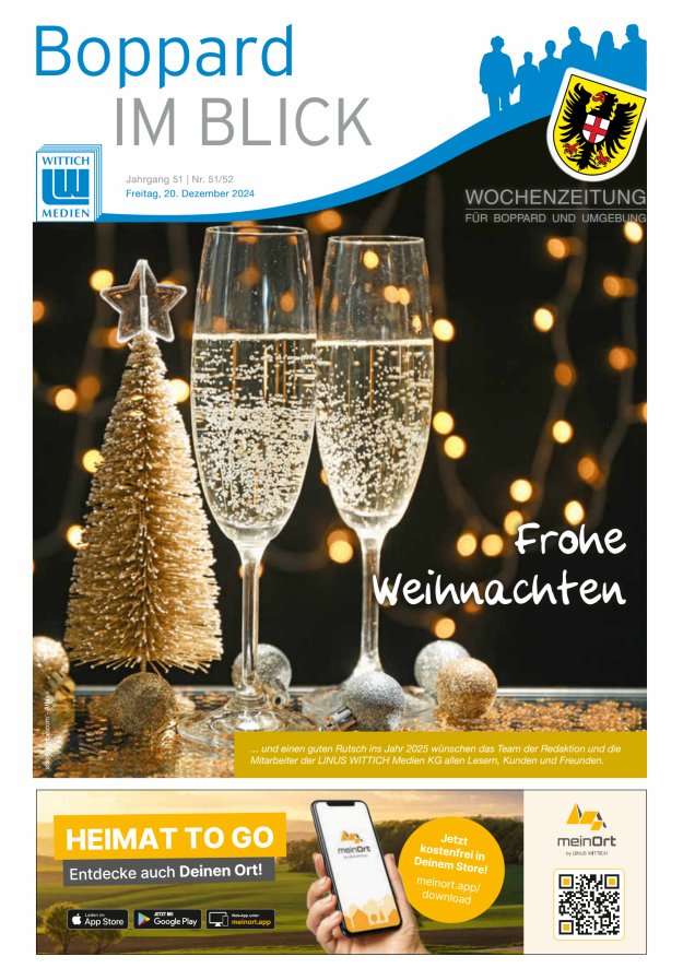 Boppard im Blick - Heimatzeitung für die Stadt Boppard Titelblatt 51/2024