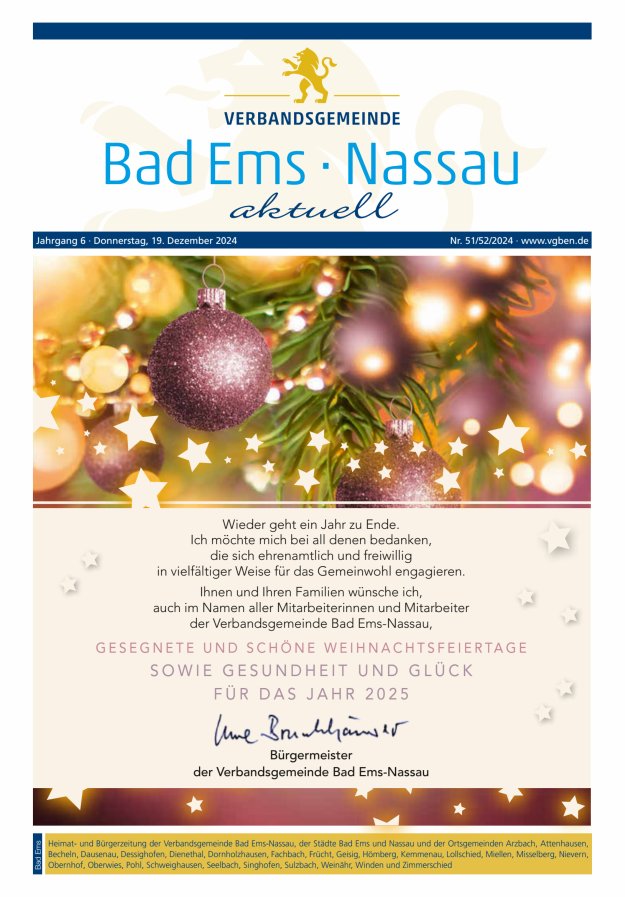 Bad Ems-Nassau aktuell Ausgabe Bad Ems Titelblatt 51/2024