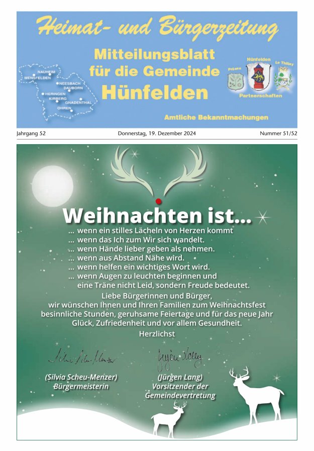 Mitteilungsblatt für die Gemeinde Hünfelden Titelblatt 51/2024