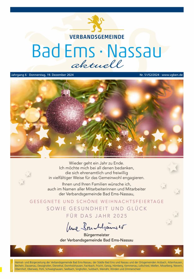 Bad Ems-Nassau aktuell Ausgabe Nassau Titelblatt 51/2024