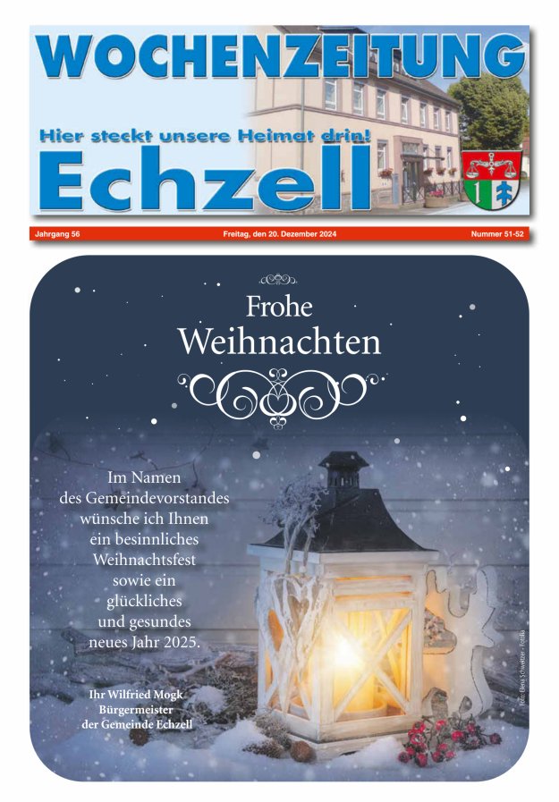 Wochenzeitung für die Gemeinde Echzell Titelblatt 51/2024