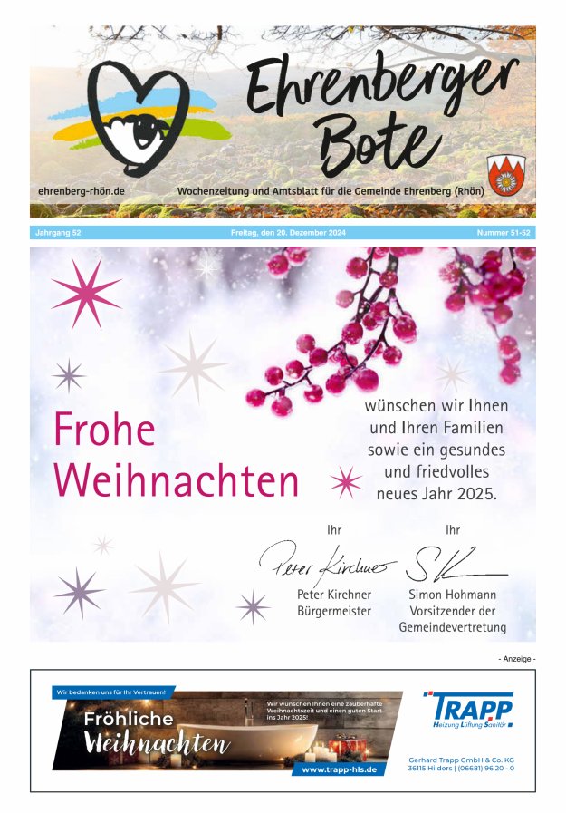 Ehrenberger Bote Titelblatt 51/2024